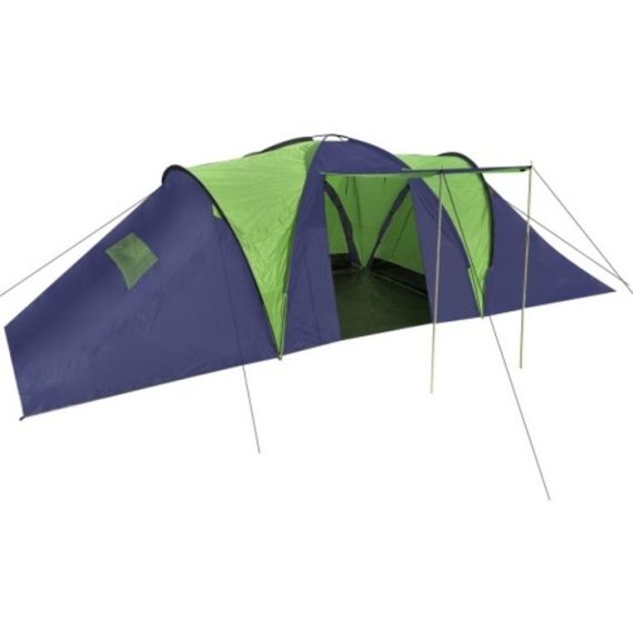Grande tente de camping 3 chambres 9 pers. bleu et vert 90412FR