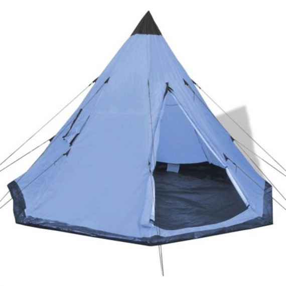 Tente camping tipi imperméable pour 4 personnes bleu 91006FR