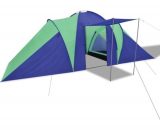 Tente de camping imperméable campement 6 personnes bleu et vert 90513FR