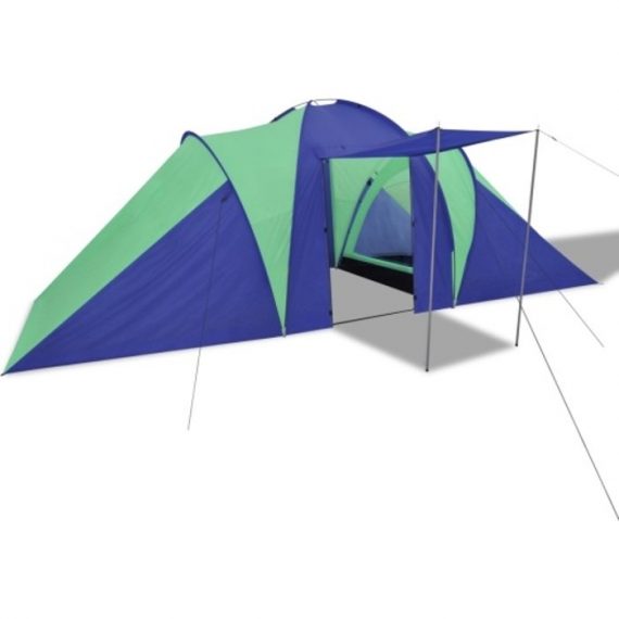 Tente de camping imperméable campement 6 personnes bleu et vert 90513FR