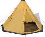 Tente camping tipi imperméable pour 4 personnes jaune 91008FR