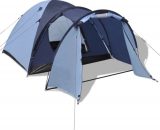 Tente camping imperméable à 2 entrées pour 4 personnes bleu 91015FR