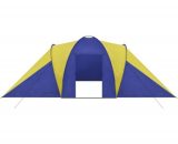 Tente de camping imperméable 6 personnes bleu marine et jaune 90514FR