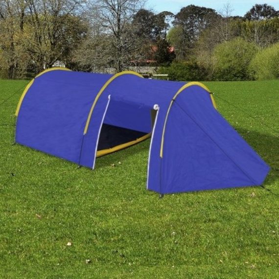 Tente de camping pour 4 personnes Bleu marine/jaune 90517FR