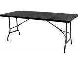 Table pliante de jardin iKayaa 180cm noire style résine tressée H16645 ikayaa