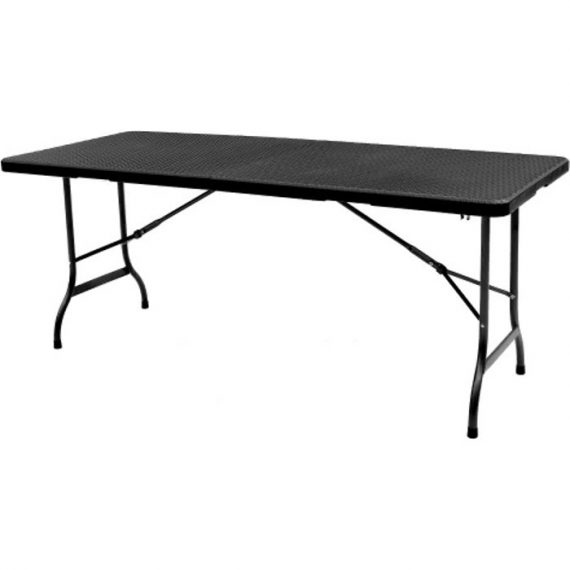 Table pliante de jardin iKayaa 180cm noire style résine tressée H16645 ikayaa