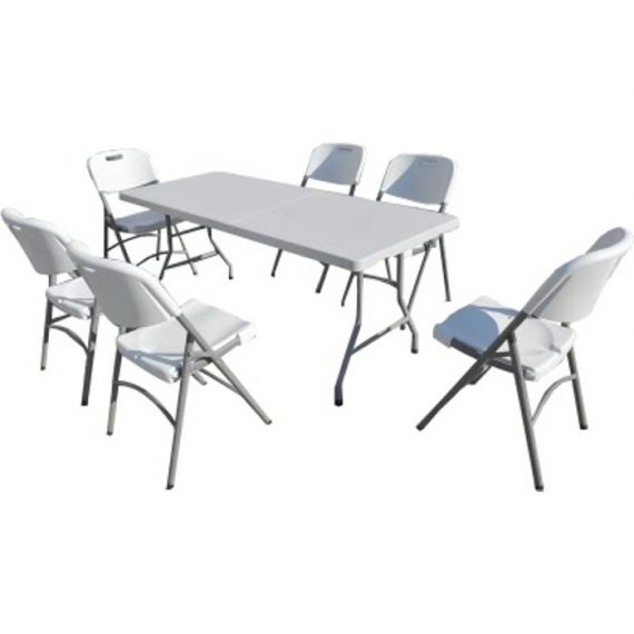 Lot de réception table plateau uni 180cm et 6 chaises pliantes 183TAULOTP