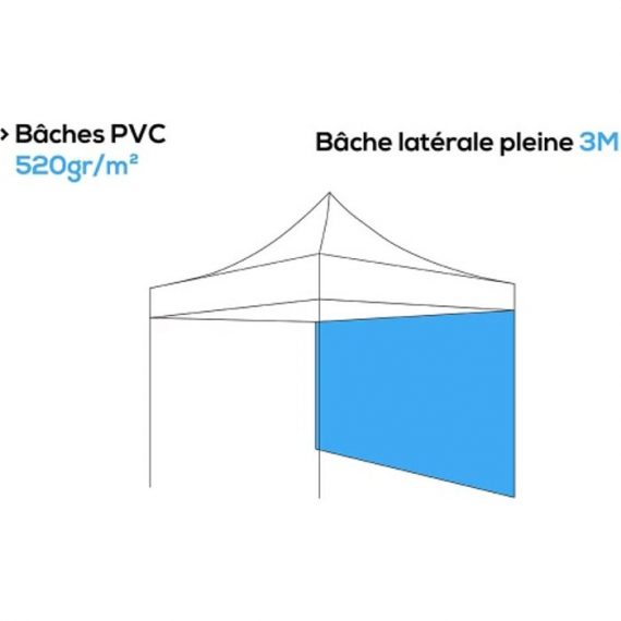 Bâche publicitaire personnalisée PVC 520g/m² - Plusieurs longueurs pour tente pliante ALU 50 PERSO-BAPL5203