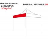 Bandeau amovible personnalisé polyester 300g/m² - Tente pliante - Plusieurs longueurs PERSO-BAN3003