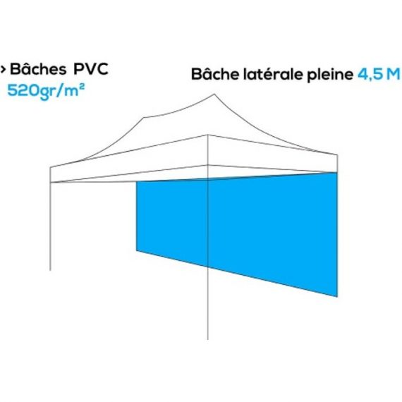Bâche publicitaire personnalisée PVC 520g/m² - Plusieurs longueurs pour tente pliante ALU 50 PERSO-BAPL52045