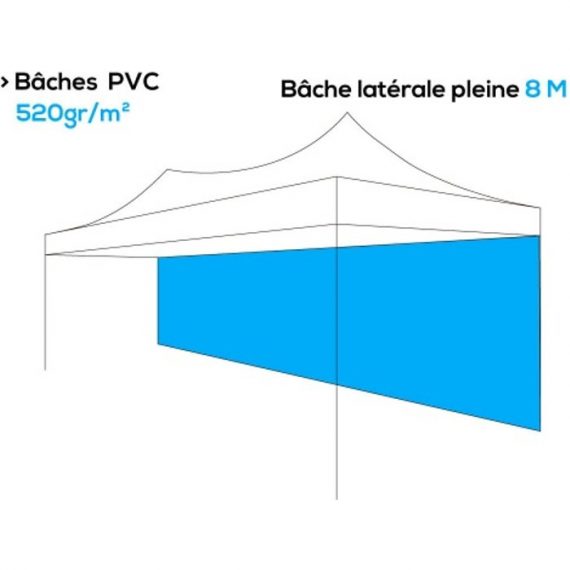 Bâche publicitaire personnalisée PVC 520g/m² - Plusieurs longueurs pour tente pliante ALU 50 PERSO-BAPL5208