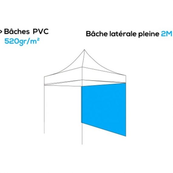 Bâche publicitaire personnalisée PVC 520g/m² - Plusieurs longueurs pour tente pliante ALU 50 PERSO-BAPL5202