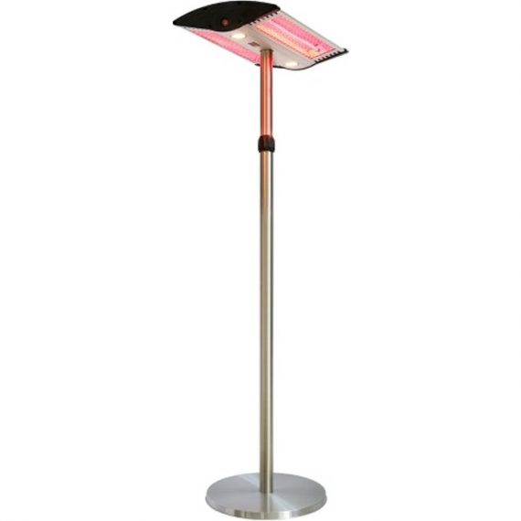 Parasol chauffant électrique sur pied à hauteur réglable chauffage type halogène lampe LED & télécommande - 2000W PCE-19 interouge home