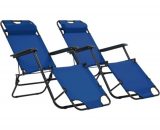 Lot de 2 chaises longues pliables  en acier Bleu 44342FR