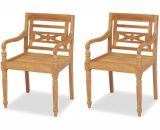 Lot de 2 chaises de jardin batavia avec accoudoirs - Teck 43051FR