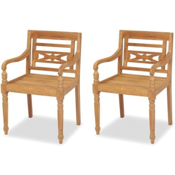 Lot de 2 chaises de jardin batavia avec accoudoirs - Teck 43051FR