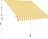 Store banne auvent avancée de toit rétractable manuel 2 m rayures jaunes et blanches 43232FR