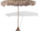 Parasol toit en feuille de bananier avec poteau en bambou de 2,70m 41508FR
