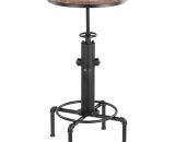 Table haute mange-debout style industriel en bois et acier hauteur réglable – Unité H18089 ikayaa