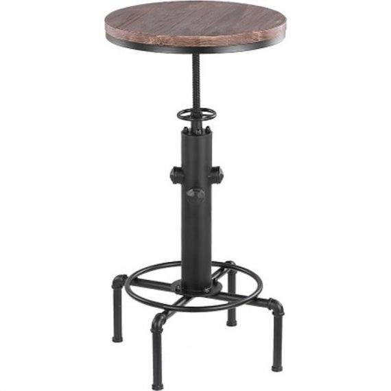 Table haute mange-debout style industriel en bois et acier hauteur réglable – Unité H18089 ikayaa