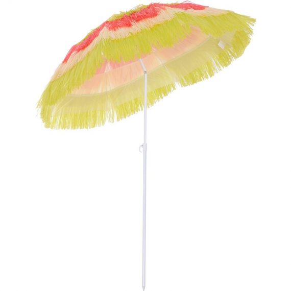Outsunny Parasol de Jardin Imitation Raphia Multicolor Ø1,6 m x 1,9 m 6932185968704 01-0188
