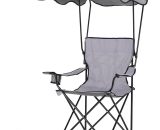 Outsunny Chaise de camping pliable pare-soleil + porte-gobelets intégrés 3662970064207 84B-214GY