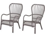 Outsunny Lot de 2 fauteuils lounge de jardin style néo-rétro gris 3662970063484 84B-367V01