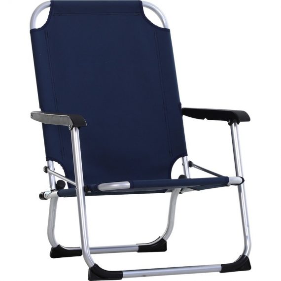 Outsunny Chaise de camping pliante alu. oxford haute densité bleu marine 3662970064467 84B-415