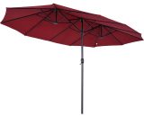 Outsunny Grand parasol acier polyester longueur totale 4,6 m bordeaux 3662970047286 84D-031V01WR