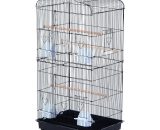 PawHut Cage à Oiseaux avec Mangoires Noir 48 x 36 x 91 cm 3662970010709 D10-018BK
