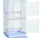 PawHut Cage à oiseaux avec mangeoires perchoirs 48 x 36 x 91 cm blanc 3662970061756 D10-018WT