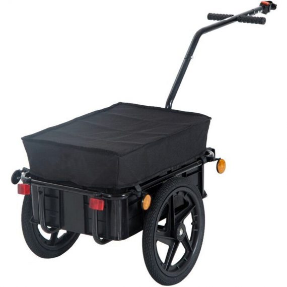 PawHut Remorque vélo remorque de transport pour vélo 144L x 59l x 80H cm barre d'attelage universelle acier noir 3662970060322 B71-005