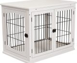PawHut Cage pour chien animaux cage en bois MDF classe E1 3 portes verrouillables blanc 3662970067079 D02-040WT