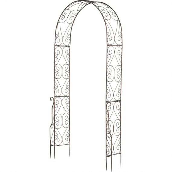 Outsunny Arche de jardin arche à rosiers style fer forgé dim. 120L x 30l x 226H cm métal époxy noir vieilli cuivré 3662970045794 844-221