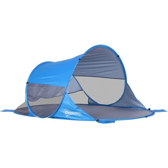 Outsunny Abri de plage tente pop-up bleu 3662970062920 A20-142BU