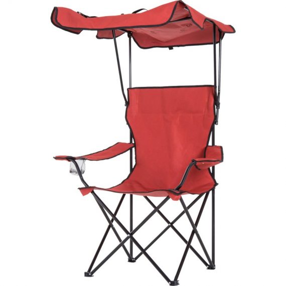 Outsunny Chaise de Camping Pare-soleil intégré Rouge 3662970024256 84B-214RD