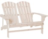 Outsunny Fauteuil de jardin Adirondack chaise longue dossier incurvé en bois charge max 250 kg pour jardin piscine terrasse bois naturel 84B-497ND 3662970080122