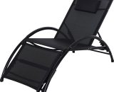 Outsunny Chaise Longue Inclinable Bain de soleil design contemporain inclinable réglable Structure robuste en aluminium 66L x 152l x 81H cm noir 84B-447BK 3662970064276
