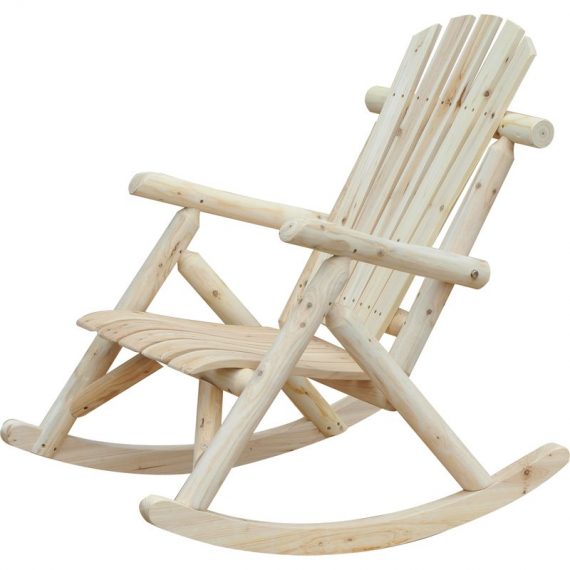 Outsunny Fauteuil de jardin Adirondack à bascule rocking chair style néo-rétro assise dossier ergonomique bois naturel de pin 84A-046 3662970017609