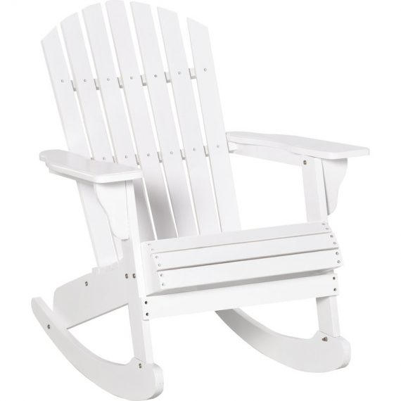 Outsunny Fauteuil Adirondack à bascule fauteuil d’extérieur pour jardin patio assise profonde avec dossier incurvé accoudoir ergonomique blanc 84B-528WT 3662970081990