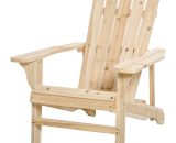 Outsunny Fauteuil de jardin Adirondack chaise longue inclinable max. 150 kg bois nauturel 84B-496ND 3662970080115