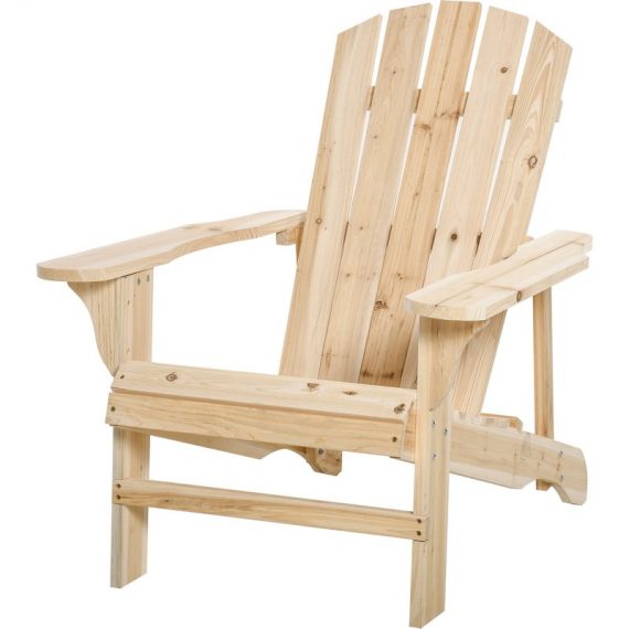 Outsunny Fauteuil de jardin Adirondack chaise longue inclinable max. 150 kg bois nauturel 84B-496ND 3662970080115