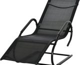 Outsunny Chaise longue transat bain de soleil design contemporain grand confort revêtement textilène métal galvanisé dim. 160L x 59,5l x 83H cm noir 84B-685BK 3662970087411
