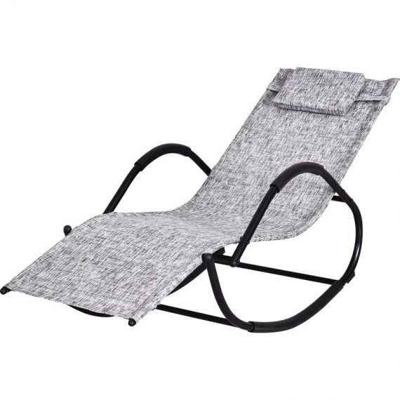 Outsunny Chaise Longue à Bascule Rocking Chair avec Repose-Pied Appuie-Tête Structure en Métal Anticorrosion Design Ergonomique Gris 84A-120GY 3662970063439