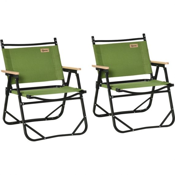 Outsunny Lot de 2 chaises de plage camping pliantes - structure en aluminium avec sac de transport - dim. 55L x 55l x 66H cm vert A20-255 3662970104231