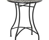 Outsunny Table ronde bistro table de jardin style fer forgé mosaïque métal époxy dim. Ø 60 x 71 cm multicolore 84B-499 3662970081310