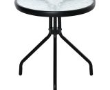 Outsunny Table bistro de jardin table basse ronde avec plateau verre trempé métal époxy Ø 50 x 55H cm noir 84B-654 3662970087145