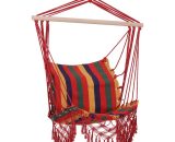 Outsunny Chaise Suspendue Hamac de Voyage Respirant Portable Coton Polyester 100 x 60 x 100 cm Multicolore 84A-109 3662970045749