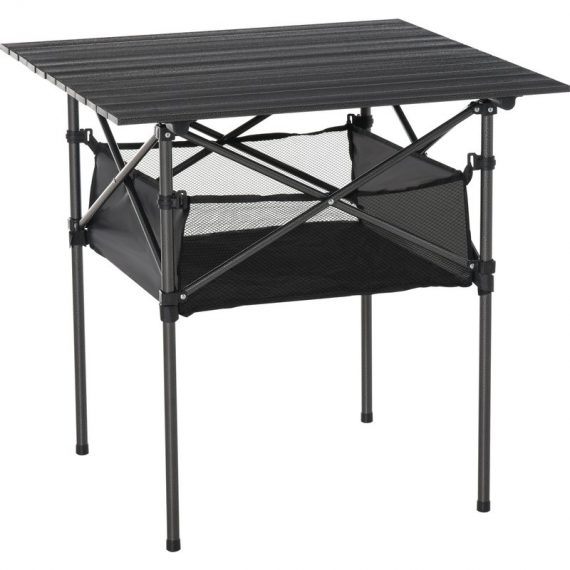 Outsunny Table pliante table de camping table de jardin filet rangement + sac transport plateau alu. châssis métal époxy noir 84B-567 3662970080269
