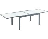 Outsunny Table à manger de jardin rectangulaire plateau verre trempé dépoli châssis aluminium dim. 270L x 90l x 73H cm gris et blanc 84B-672 3662970100103